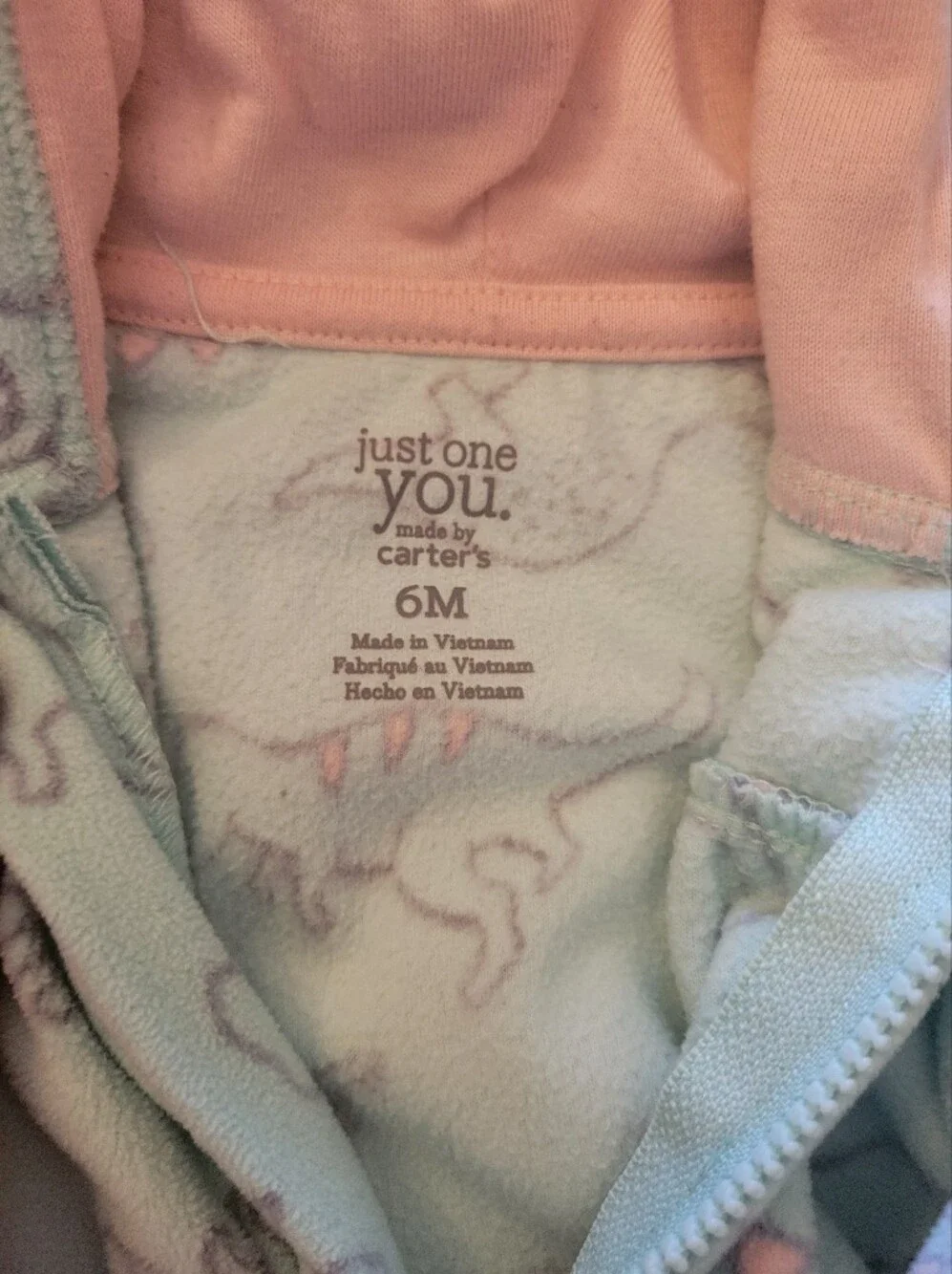 Carter's Mint Green and Pink Baby Fleece One-Piece